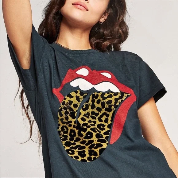 Daydreamer Rolling Stones Leopard Tongue Graphic Tee - Picture 2 of 10